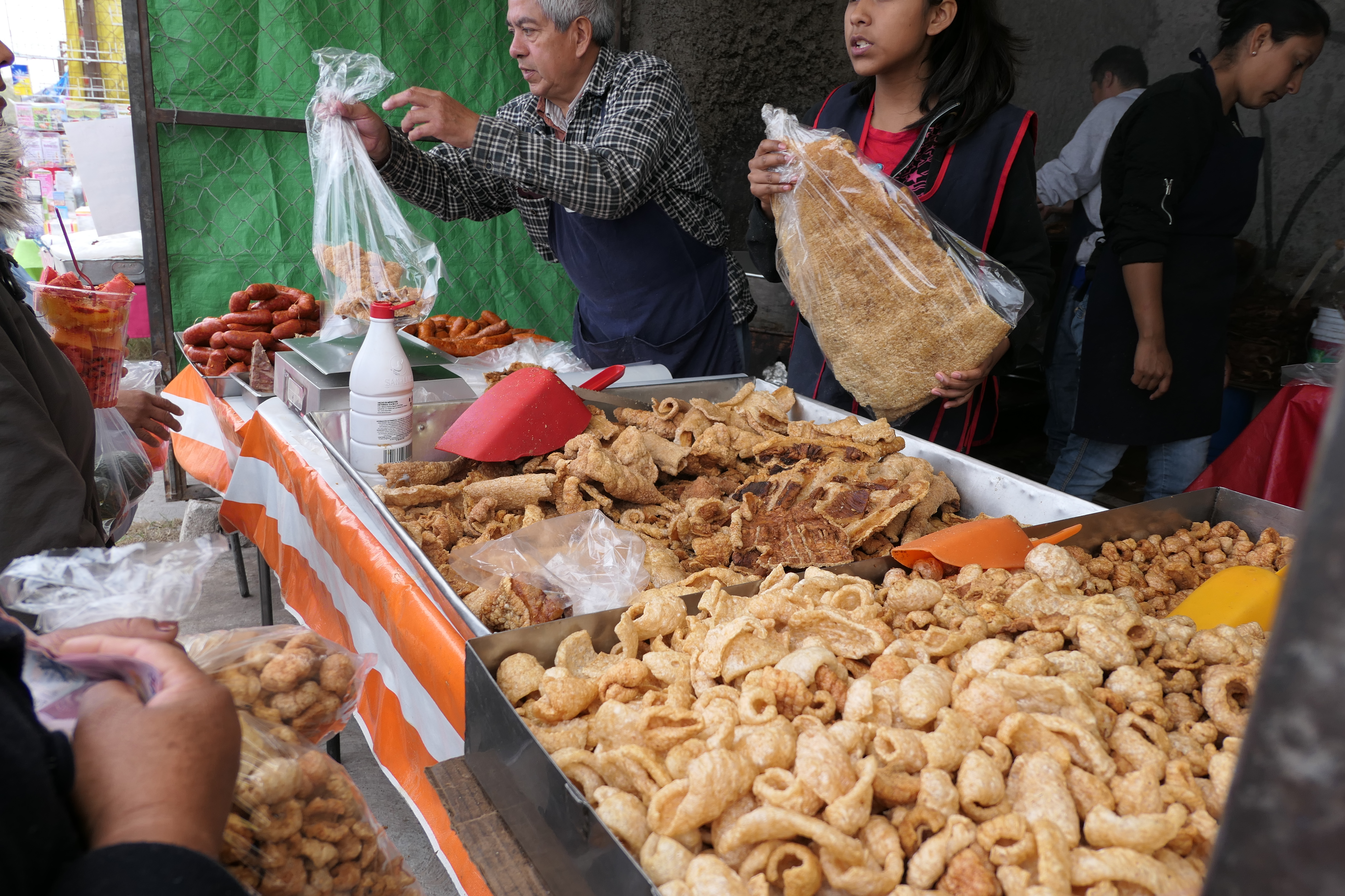Chicharonnes or fried pig's belly is a popular snack